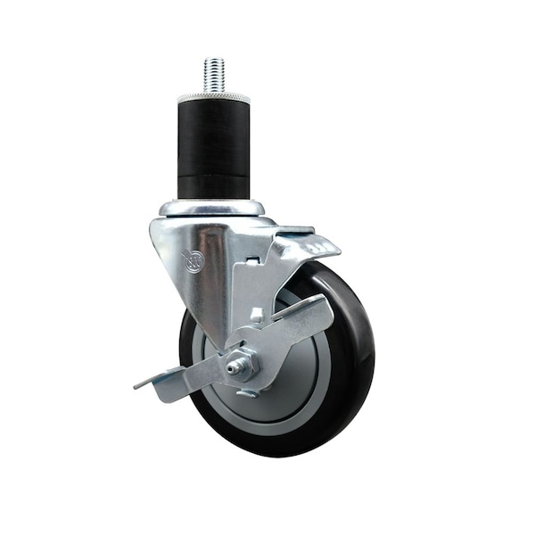 4'' Black Poly Swivel 1-3/4'' Expanding Stem Caster with Brake
